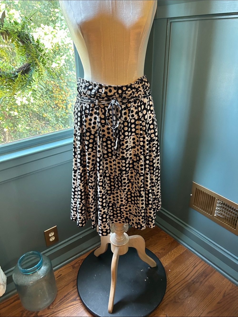 Lapis brand Black and White Polka Dot Women's Skirt - Classic A-Line